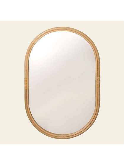 espelho rattan oval decorativo lili casa e construcao