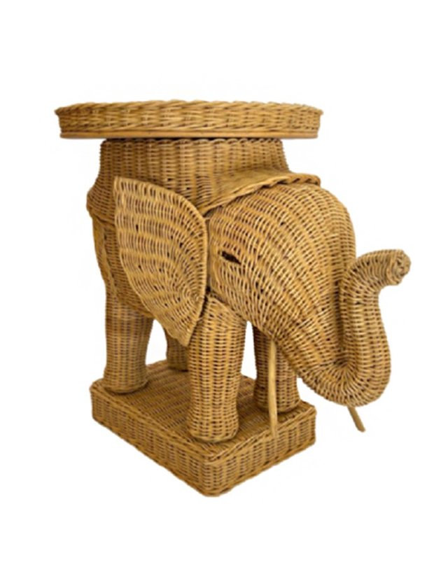mesa lateral elefante fibra natural gajah diagonal 50cm lili casa home decor