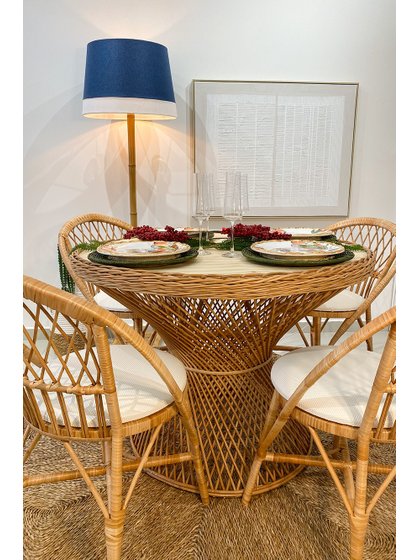 mesa fibra natural vime redonda jantar lili casa home decor