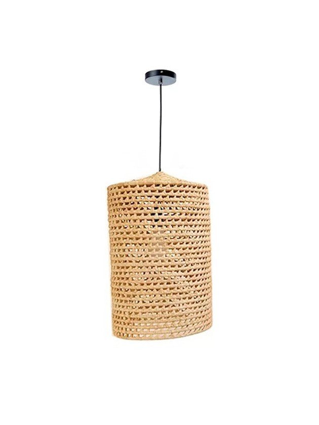 luminaria pendente palha cilindro m fibra natural boho lili casa home decor